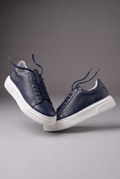 Hakiki Deri Floater Sneaker – EVA Taban, +3 cm Boy Uzatan – Lacivert – 1