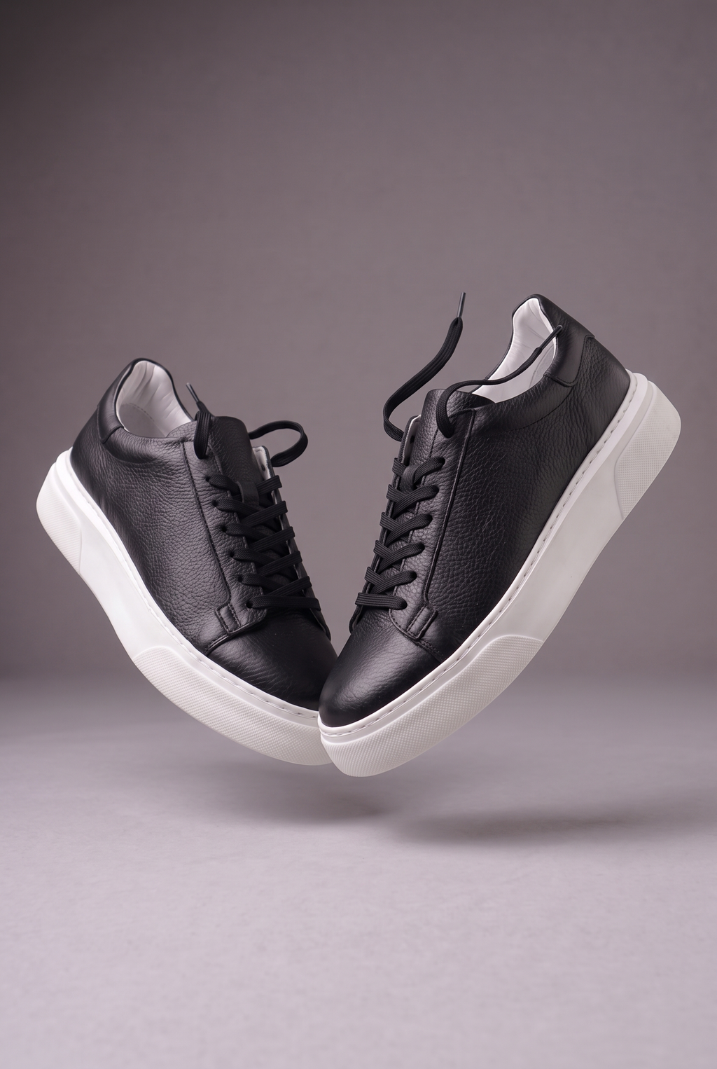 Hakiki Deri Floater Sneaker – EVA Taban, +3 cm Boy Uzatan – Siyah – 1