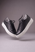 Hakiki Deri Floater Sneaker – EVA Taban, +3 cm Boy Uzatan – Siyah – 1