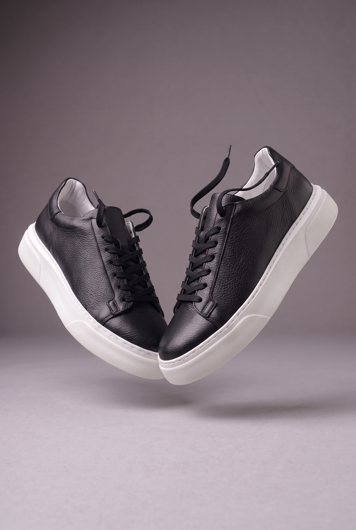 Hakiki Deri Floater Sneaker – EVA Taban, +3 cm Boy Uzatan – Siyah – 1