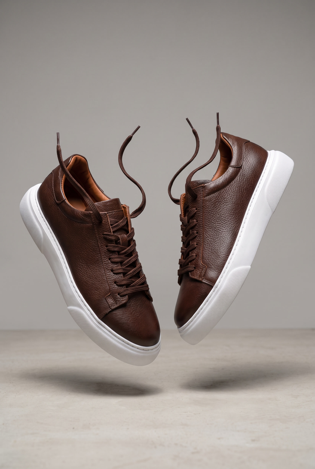 Hakiki Deri Floater Sneaker – EVA Taban, +3 cm Boy Uzatan – Kahverengi – 1