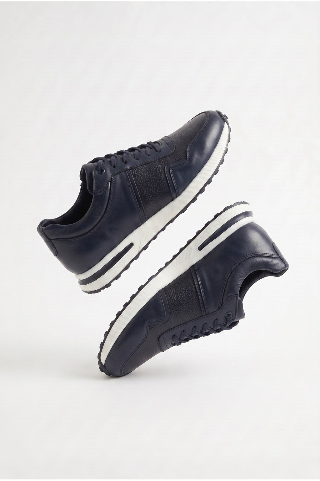 CAMAVINGA Günlük Hakiki Dana Derisi Erkek Sneaker +3 CM Boy Uzatan Gizli Topuk Spor Ayakkabı Lacivert