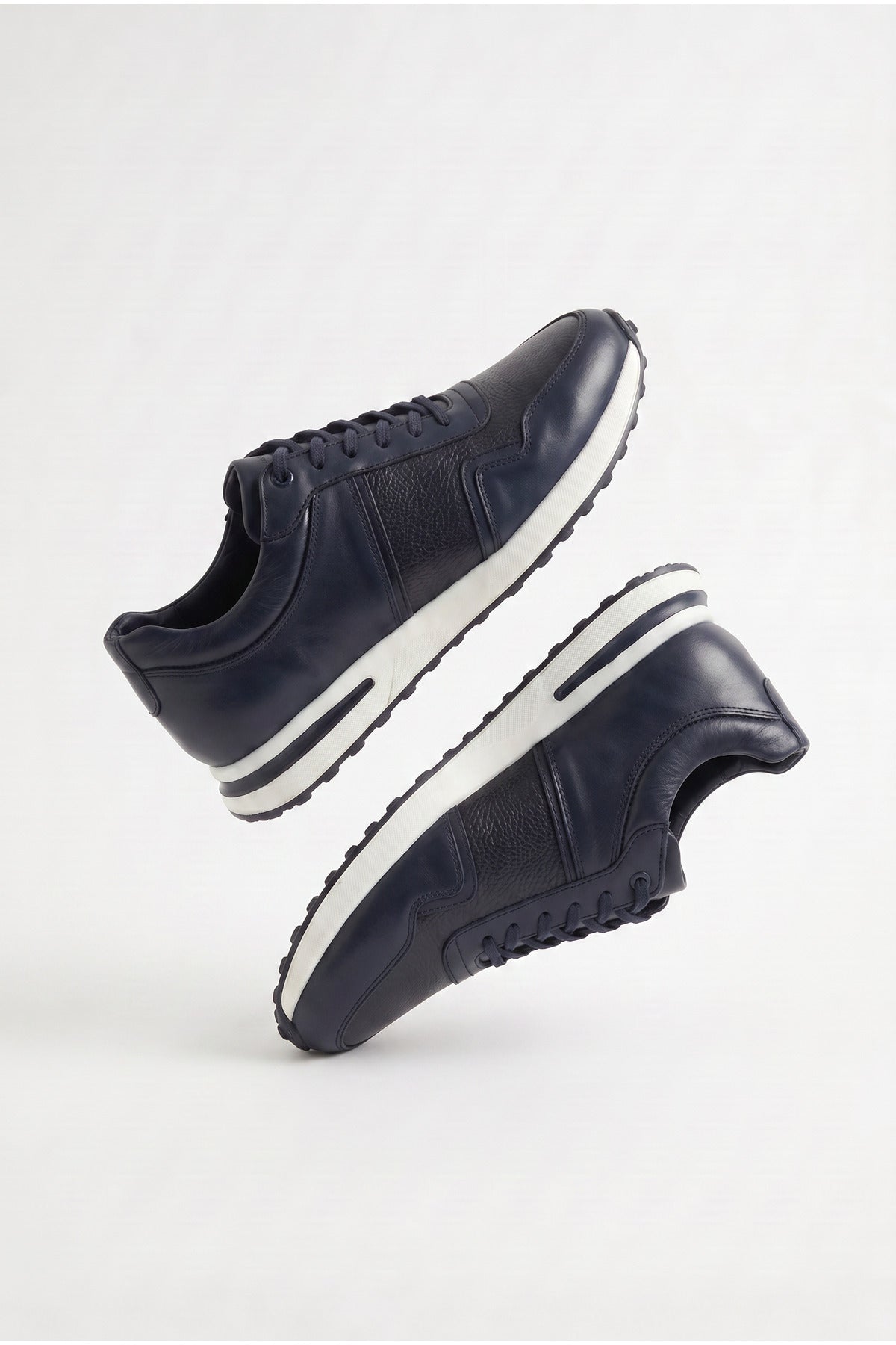 CAMAVINGA Günlük Hakiki Dana Derisi Erkek Sneaker +3 CM Boy Uzatan Gizli Topuk Spor Ayakkabı Lacivert