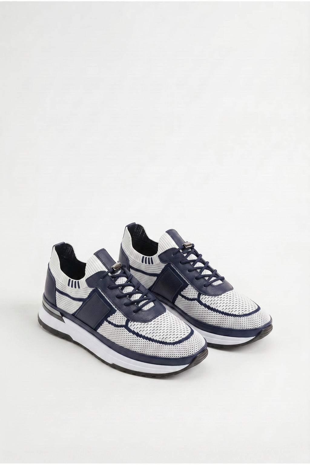 DOUE Yazlık Günlük Hakiki Deri Triko Erkek Sneaker +3 CM Boy Uzatan Gizli Topuk Beyaz