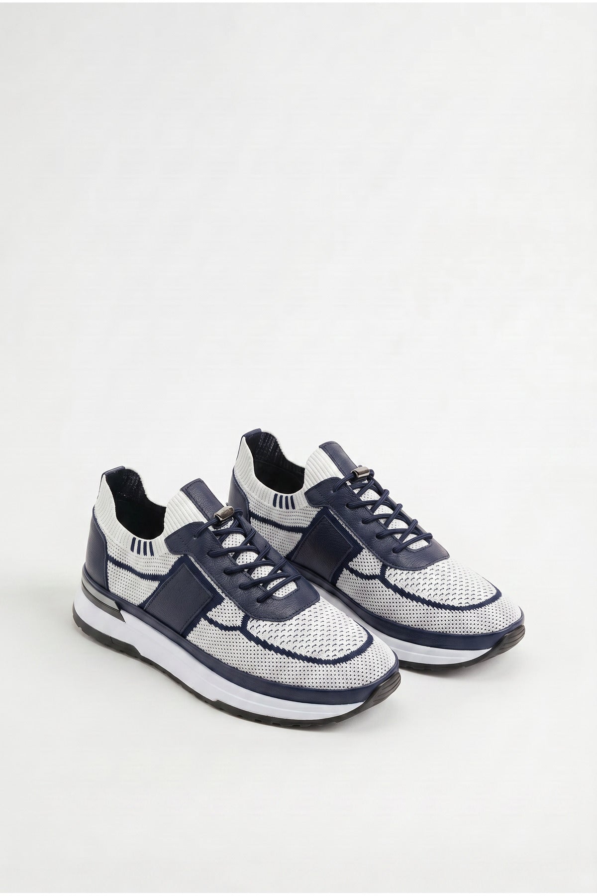 DOUE Yazlık Günlük Hakiki Deri Triko Erkek Sneaker +3 CM Boy Uzatan Gizli Topuk Beyaz