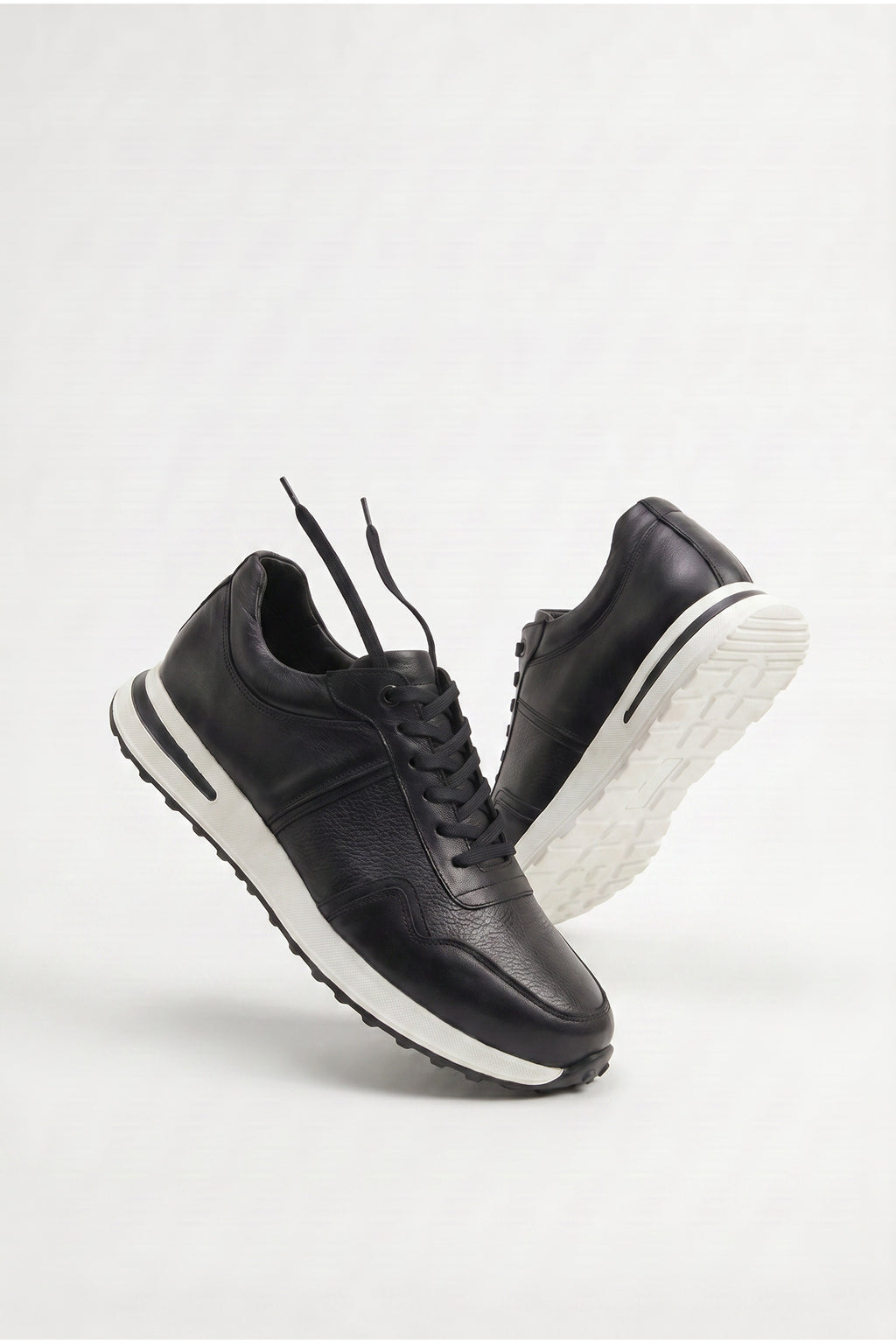 CAMAVINGA Günlük Hakiki Dana Derisi Erkek Sneaker +3 CM Boy Uzatan Gizli Topuk Spor Ayakkabı Siyah