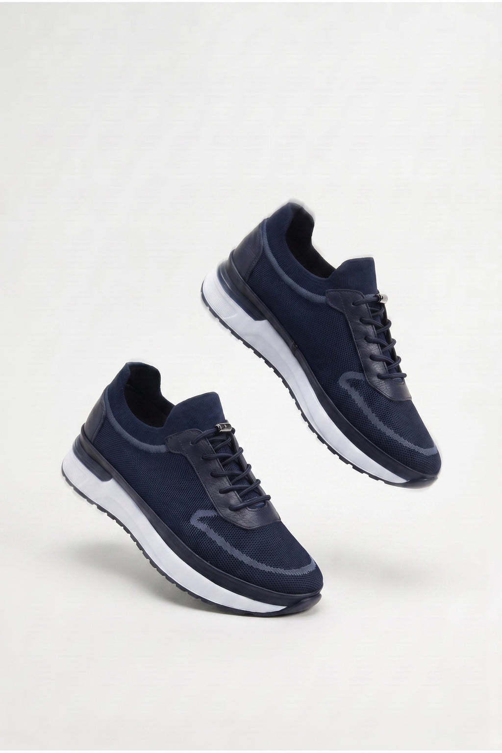 BELLINGHAM Yazlık Günlük Hakiki Deri Triko Erkek Sneaker +3 CM Boy Uzatan Gizli Topuk Lacivert