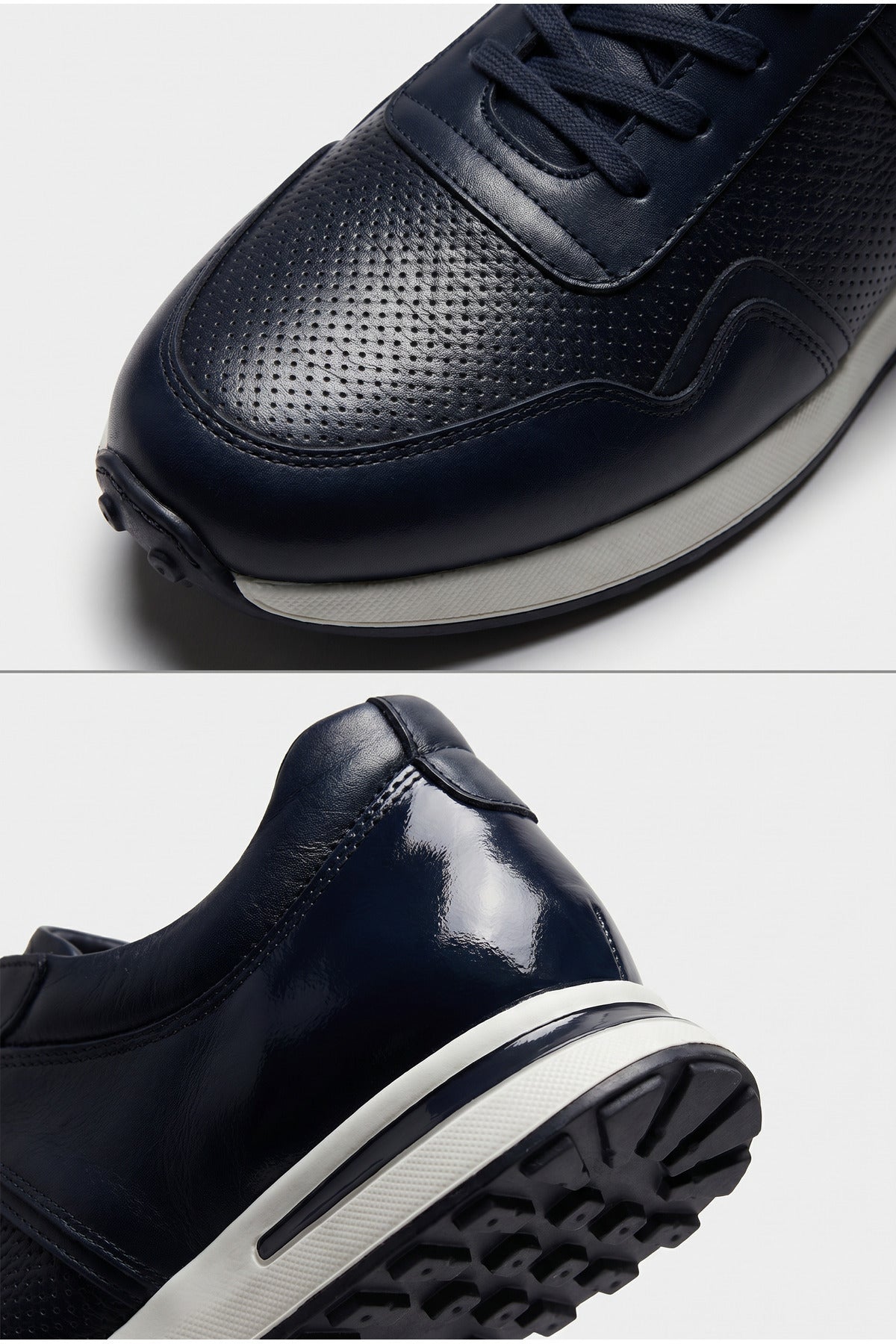 CAMAVINGA Günlük Hakiki Dana Derisi Erkek Sneaker +3 CM Boy Uzatan Gizli Topuk Spor Ayakkabı Lacivert