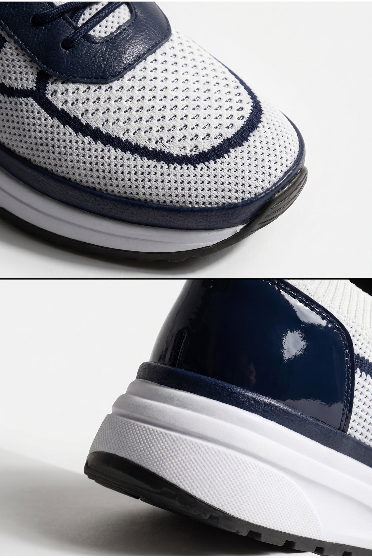 DOUE Yazlık Günlük Hakiki Deri Triko Erkek Sneaker +3 CM Boy Uzatan Gizli Topuk Beyaz