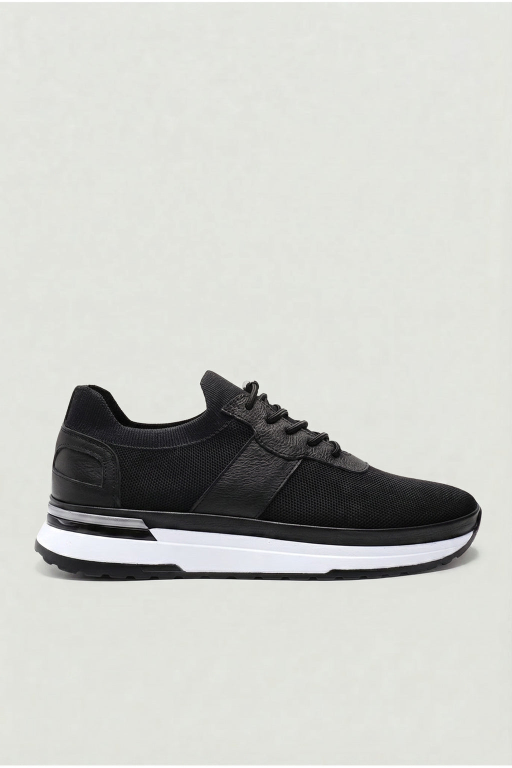 PEDRI Yazlık Günlük Hakiki Deri Triko Erkek Sneaker +3 CM Boy Uzatan Gizli Topuk Siyah