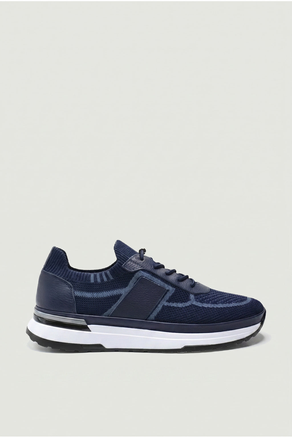 DOUE Yazlık Günlük Hakiki Deri Triko Erkek Sneaker +3 CM Boy Uzatan Gizli Topuk Lacivert