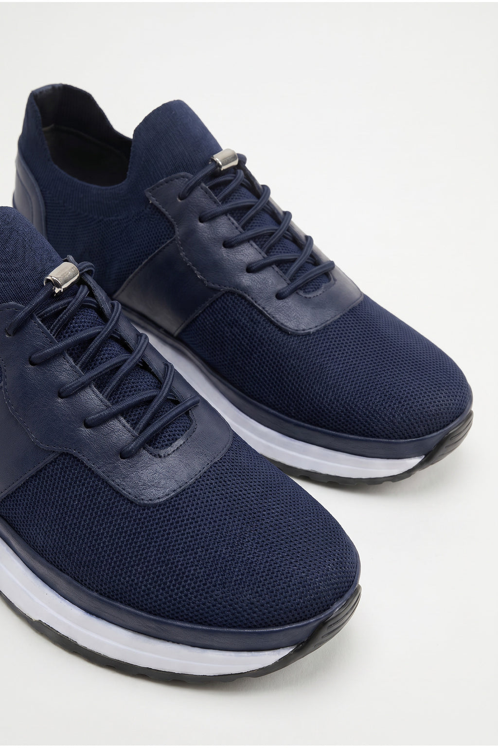 PEDRI Yazlık Günlük Hakiki Deri Triko Erkek Sneaker +3 CM Boy Uzatan Gizli Topuk Lacivert