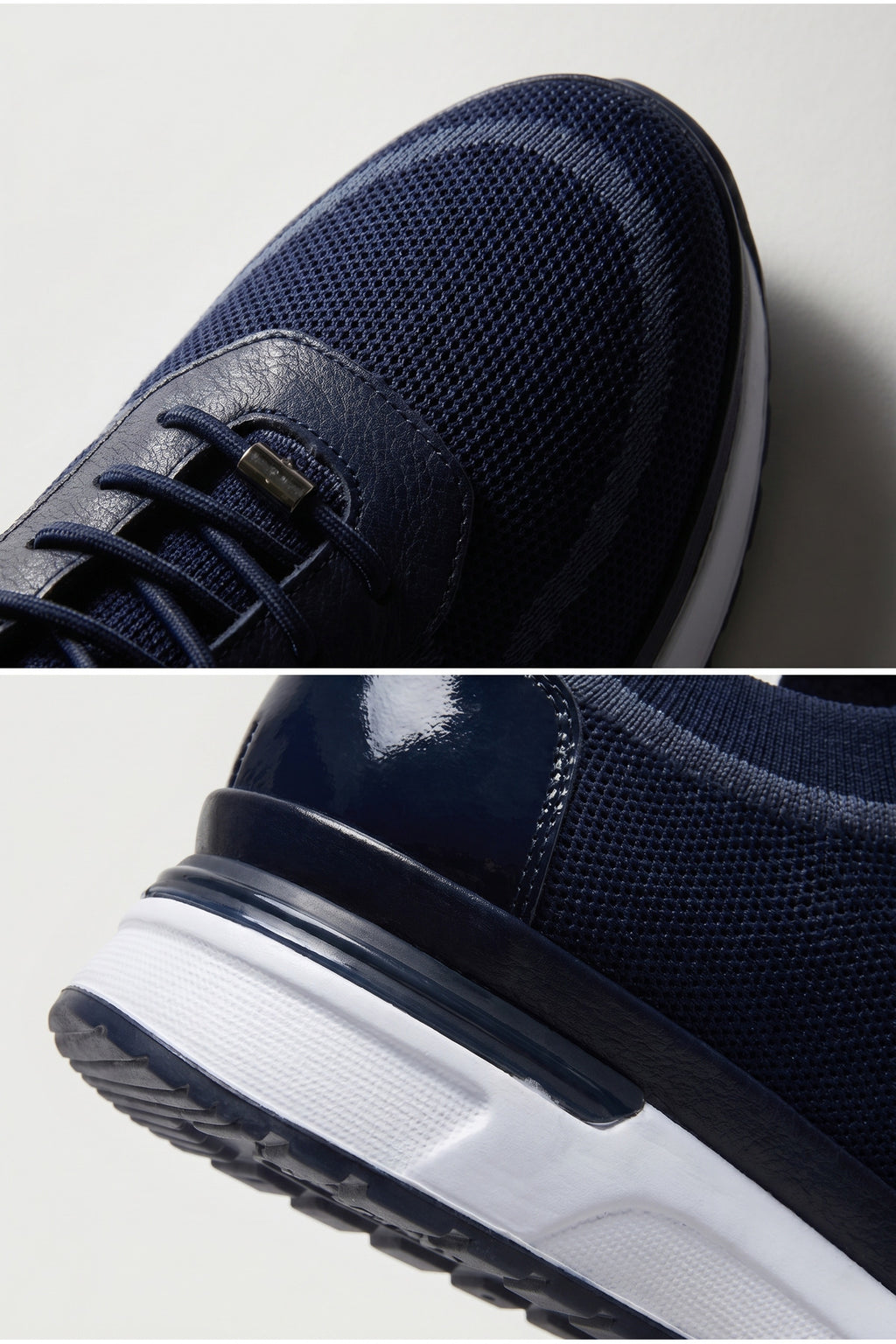BELLINGHAM Yazlık Günlük Hakiki Deri Triko Erkek Sneaker +3 CM Boy Uzatan Gizli Topuk Lacivert