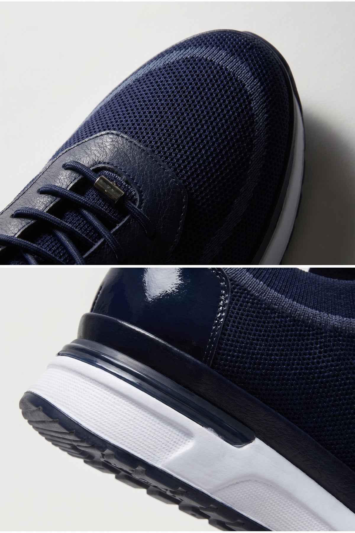 BELLINGHAM Yazlık Günlük Hakiki Deri Triko Erkek Sneaker +3 CM Boy Uzatan Gizli Topuk Lacivert