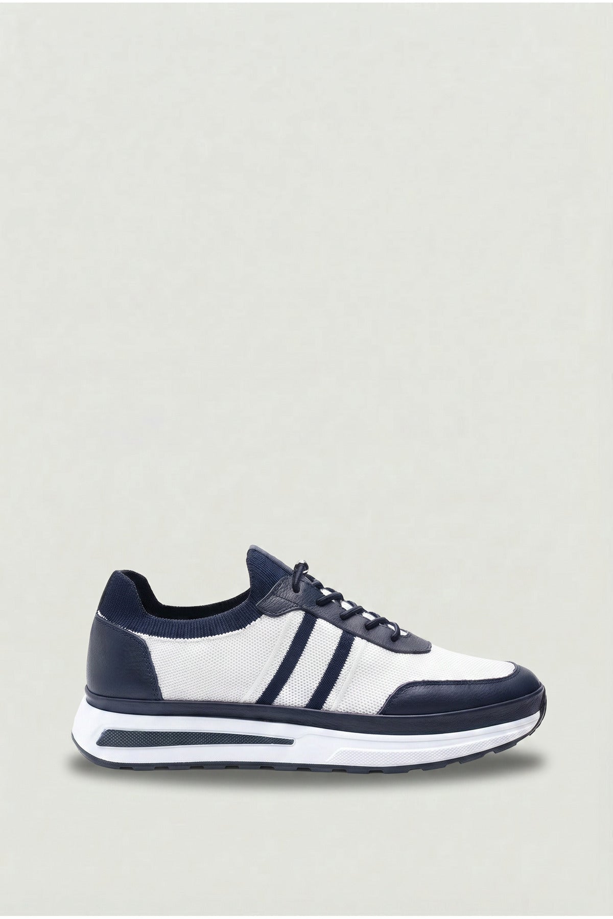 GAVI Yazlık Günlük Hakiki Deri Triko Erkek Sneaker +3 CM Boy Uzatan Gizli Topuk Beyaz