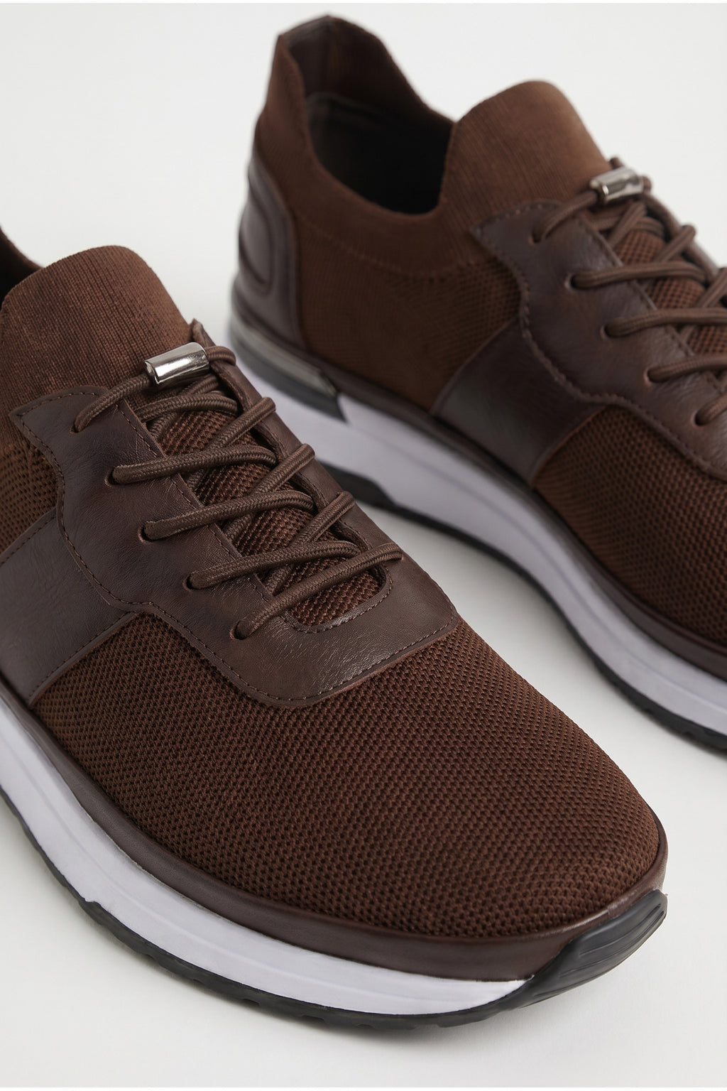 PEDRI Yazlık Günlük Hakiki Deri Triko Erkek Sneaker +3 CM Boy Uzatan Gizli Topuk Kahverengi
