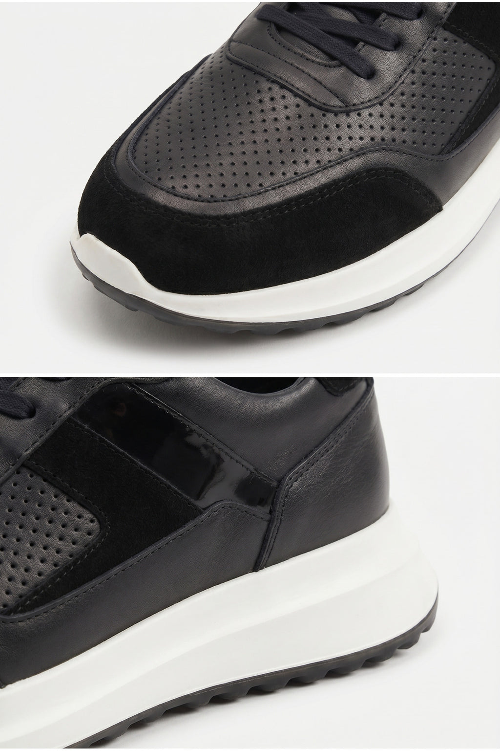 TCHOUAMENI Günlük Hakiki Dana Derisi Erkek Sneaker +3 CM Boy Uzatan Gizli Topuk Spor Ayakkabı Siyah