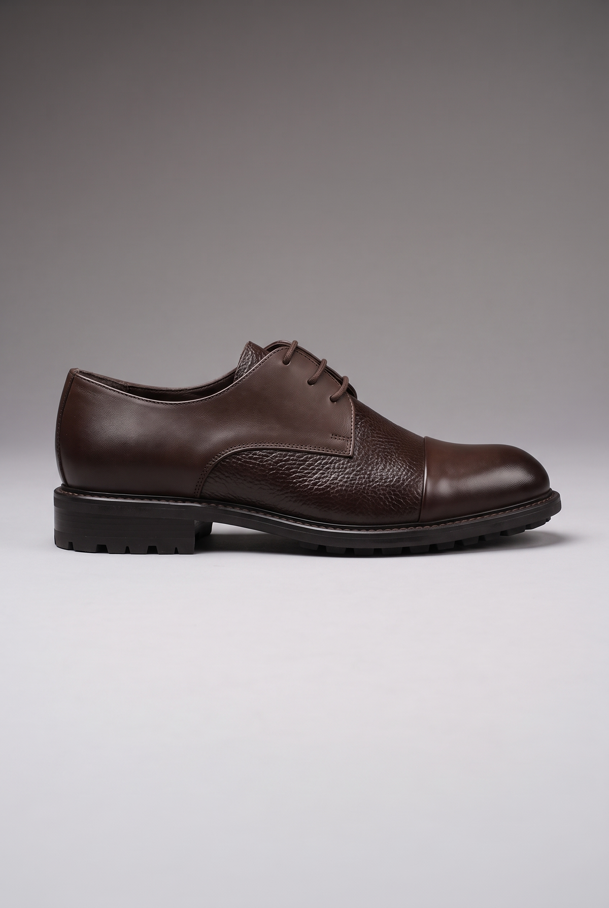 Hakiki Dana Derisi Cap Toe Derby Klasik Ayakkabı – Floater Detaylı, +3 cm Boy Uzatan – Kahverengi – 2