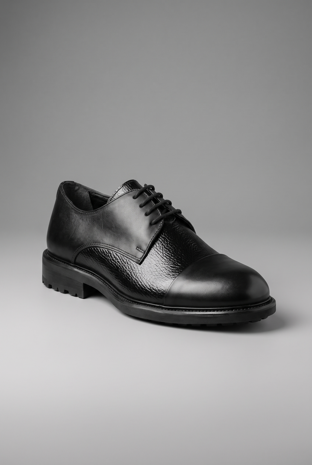 Hakiki Dana Derisi Cap Toe Derby Klasik Ayakkabı – Floater Detaylı, +3 cm Boy Uzatan – Siyah – 2