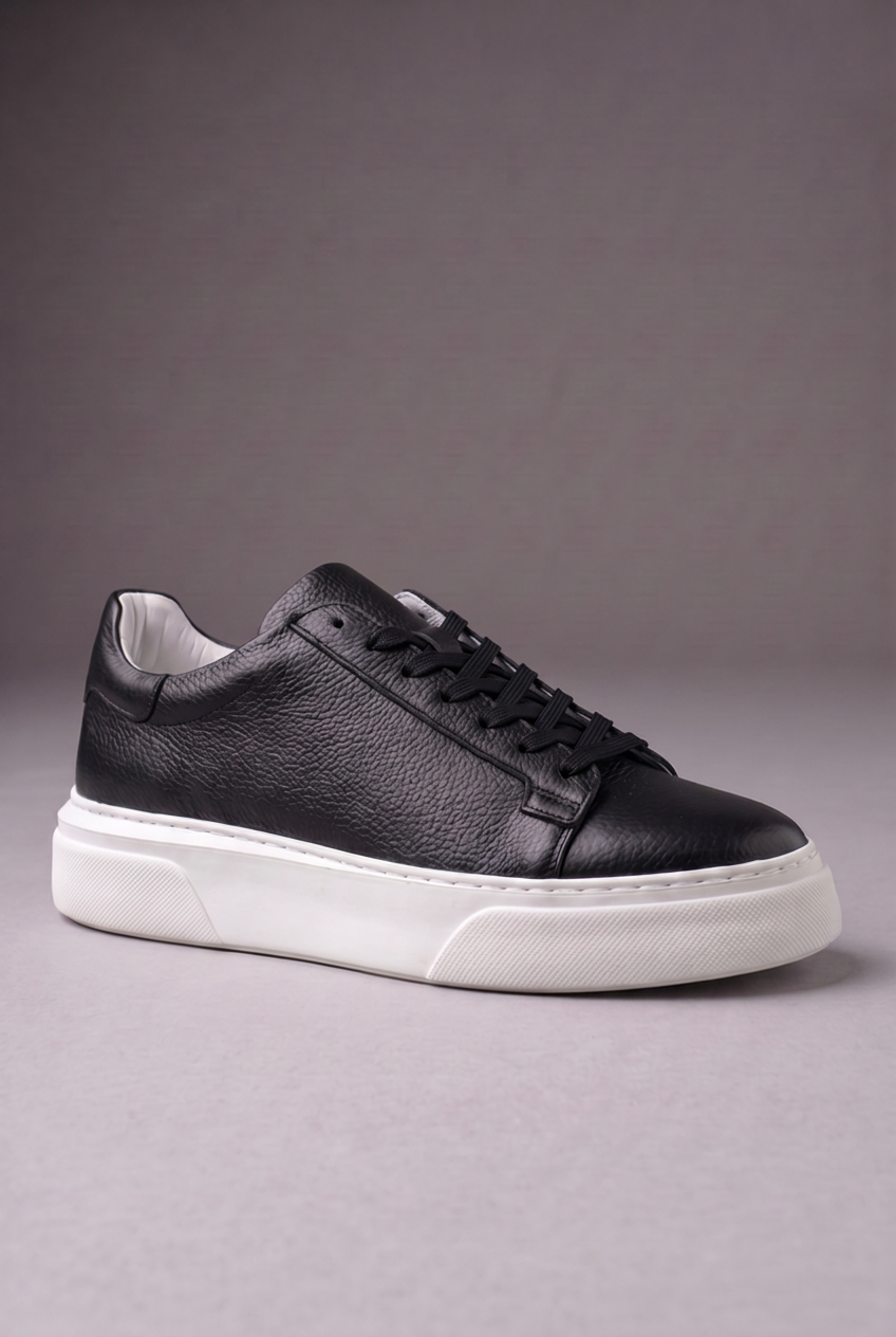 Hakiki Deri Floater Sneaker – EVA Taban, +3 cm Boy Uzatan – Siyah – 2