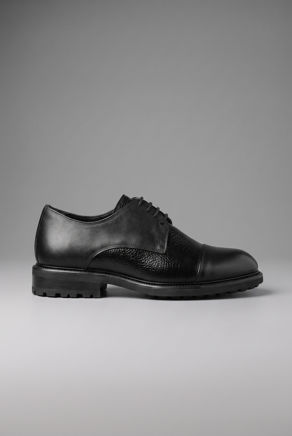 Hakiki Dana Derisi Cap Toe Derby Klasik Ayakkabı – Floater Detaylı, +3 cm Boy Uzatan – Siyah – 3