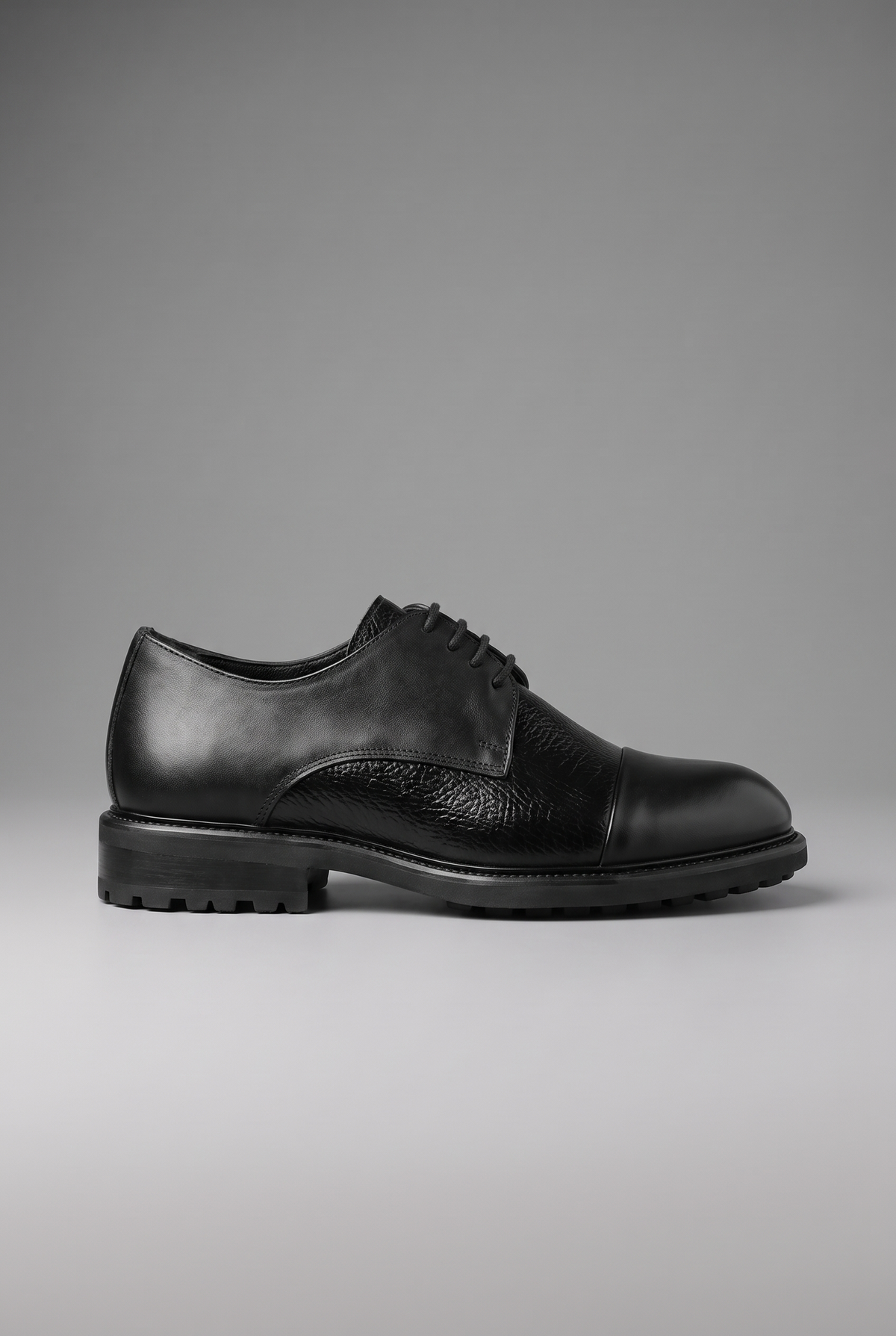 Hakiki Dana Derisi Cap Toe Derby Klasik Ayakkabı – Floater Detaylı, +3 cm Boy Uzatan – Siyah – 3