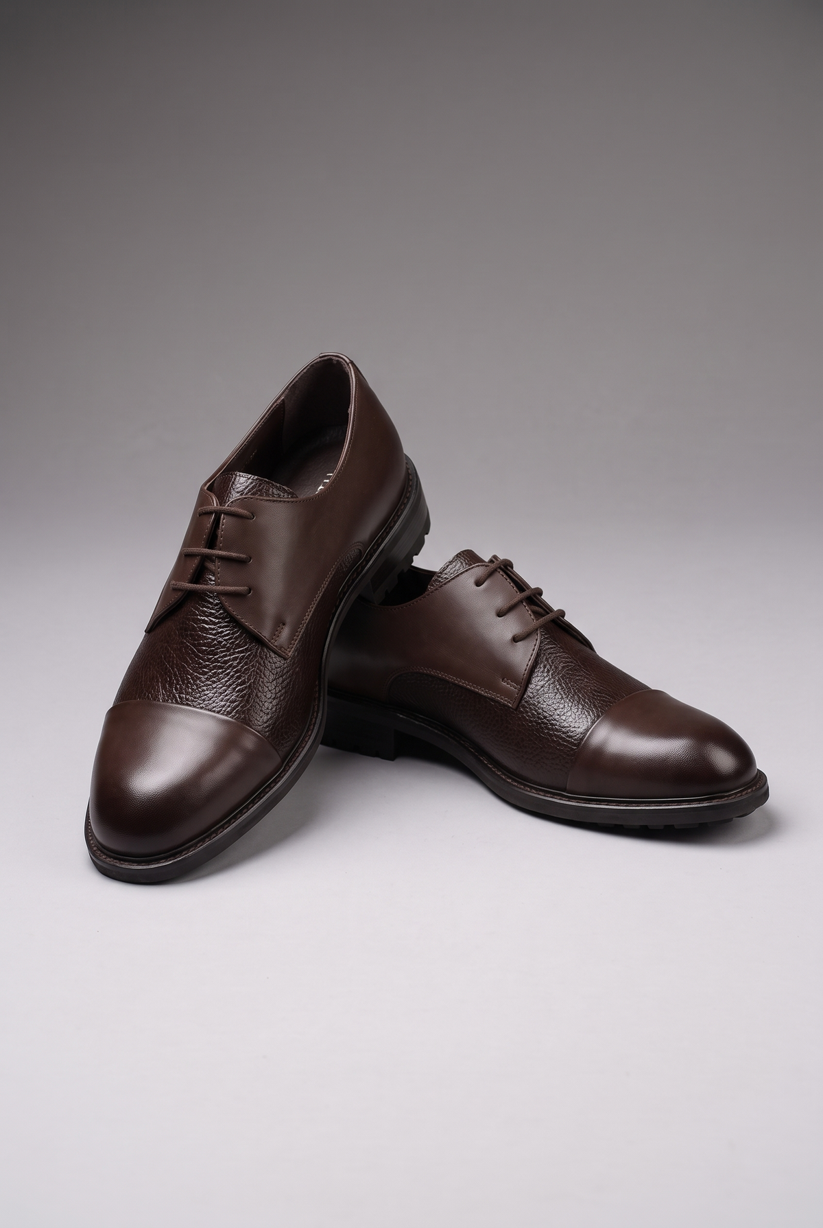 Hakiki Dana Derisi Cap Toe Derby Klasik Ayakkabı – Floater Detaylı, +3 cm Boy Uzatan – Kahverengi – 4