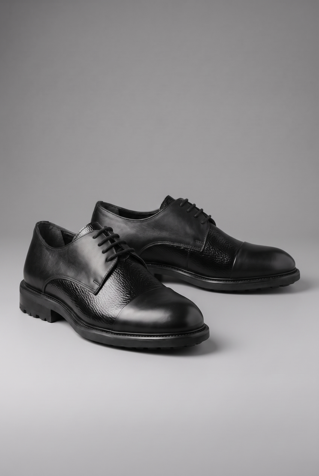 Hakiki Dana Derisi Cap Toe Derby Klasik Ayakkabı – Floater Detaylı, +3 cm Boy Uzatan – Siyah – 4