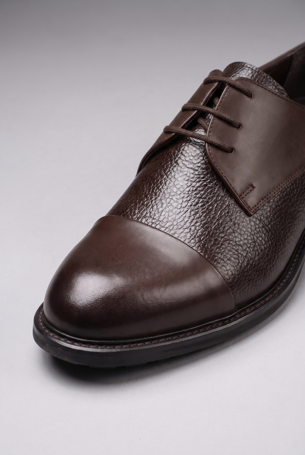Hakiki Dana Derisi Cap Toe Derby Klasik Ayakkabı – Floater Detaylı, +3 cm Boy Uzatan – Kahverengi – 5