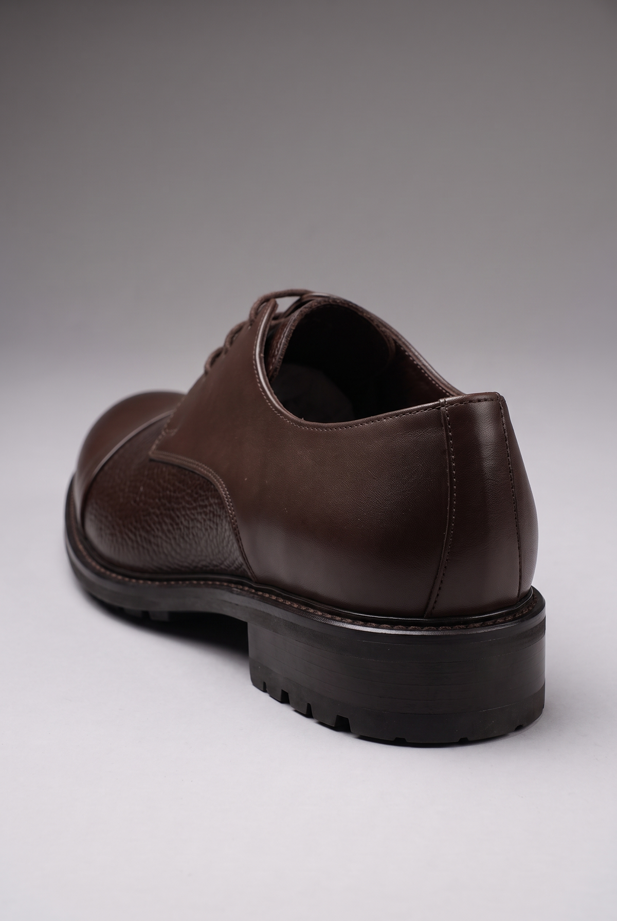 Hakiki Dana Derisi Cap Toe Derby Klasik Ayakkabı – Floater Detaylı, +3 cm Boy Uzatan – Kahverengi – 6