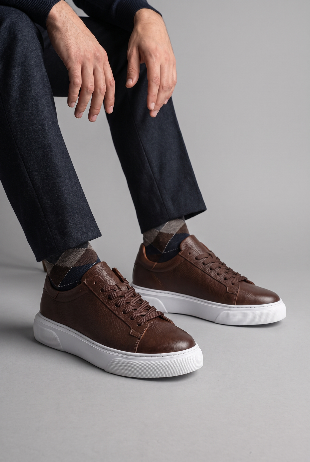 Hakiki Deri Floater Sneaker – EVA Taban, +3 cm Boy Uzatan – Kahverengi – 6