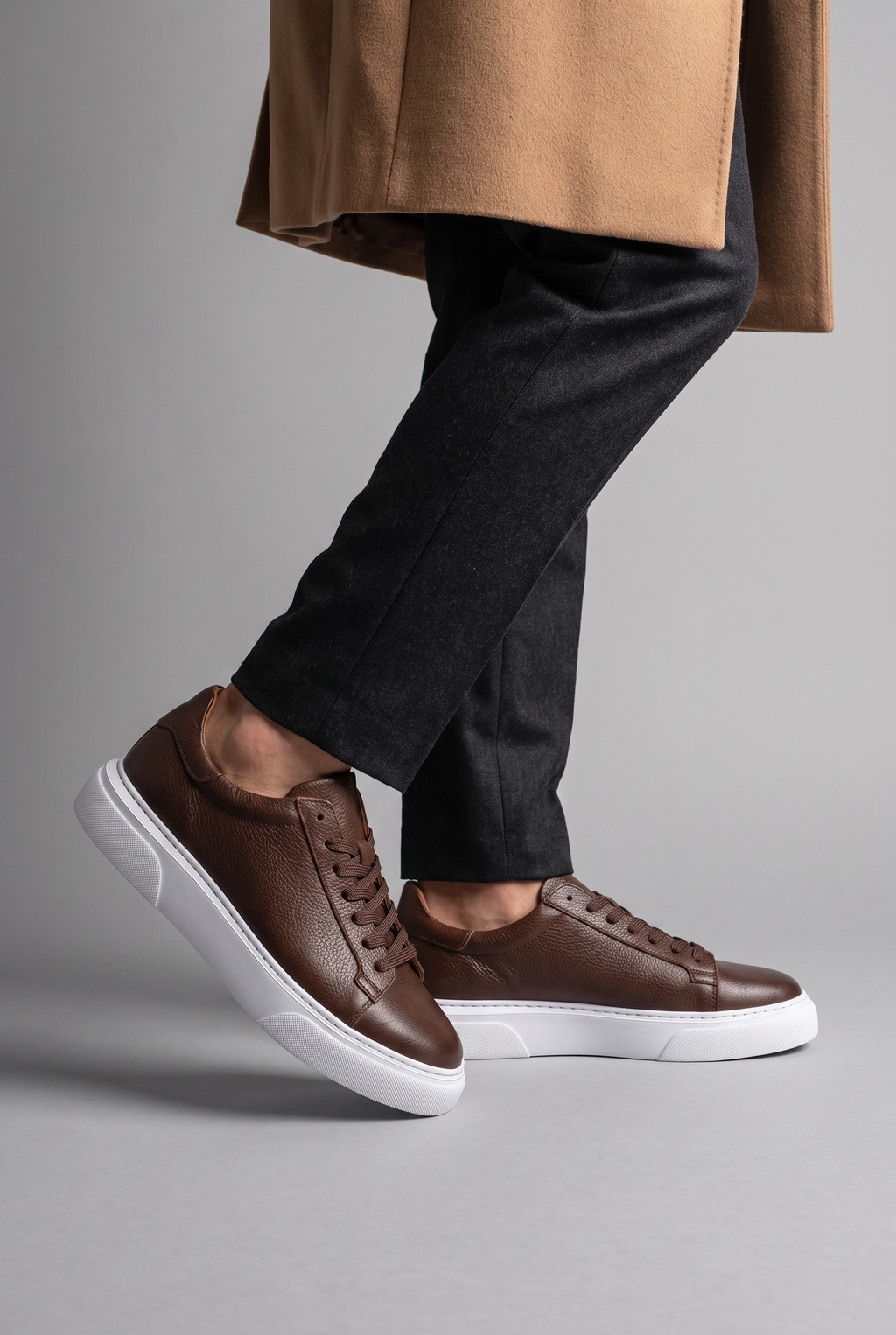 Hakiki Deri Floater Sneaker – EVA Taban, +3 cm Boy Uzatan – Kahverengi – 7