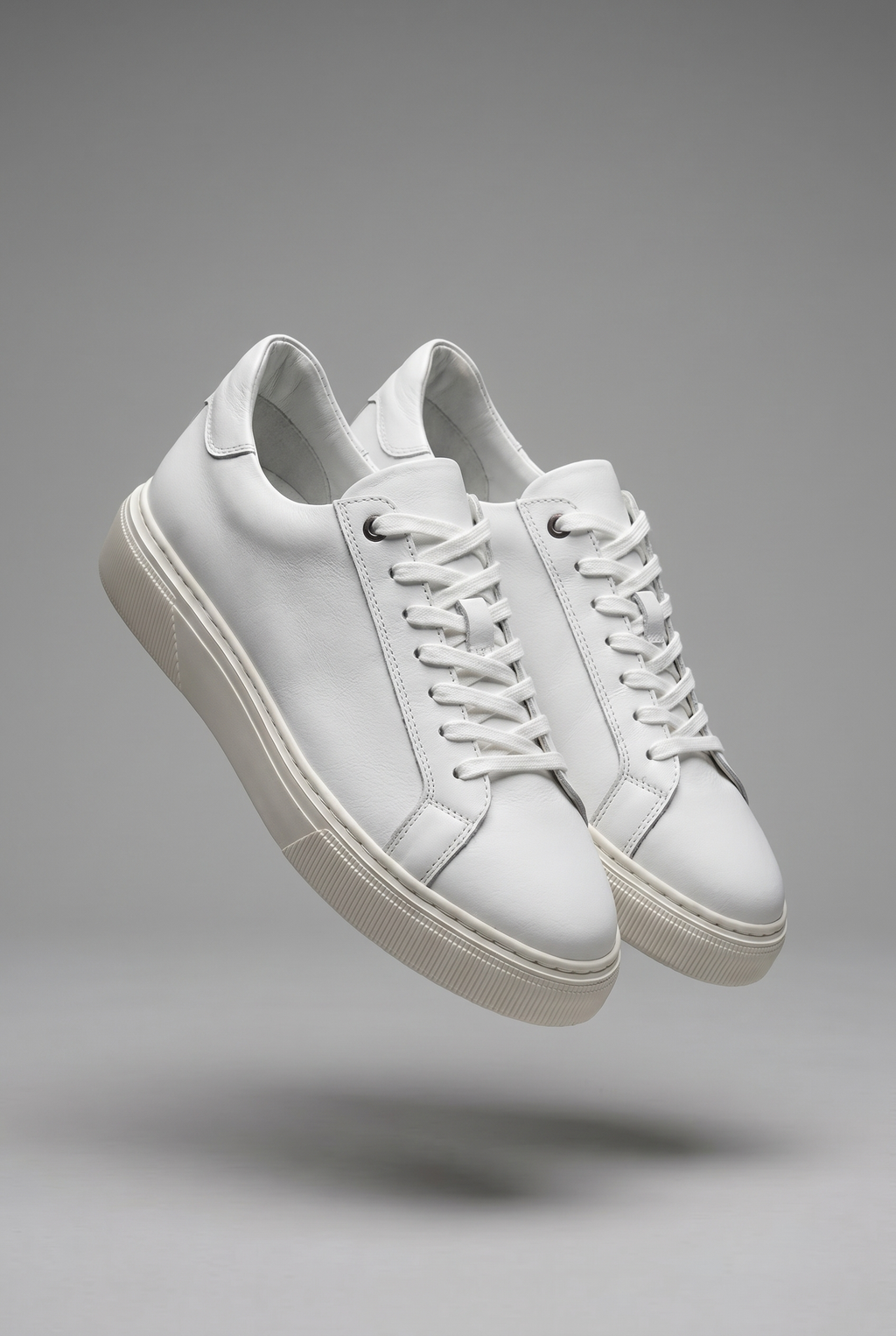VOO Shoes | %100 Dana Derisi Boy Uzatan Beyaz Sneaker | +7 cm Gizli Taban