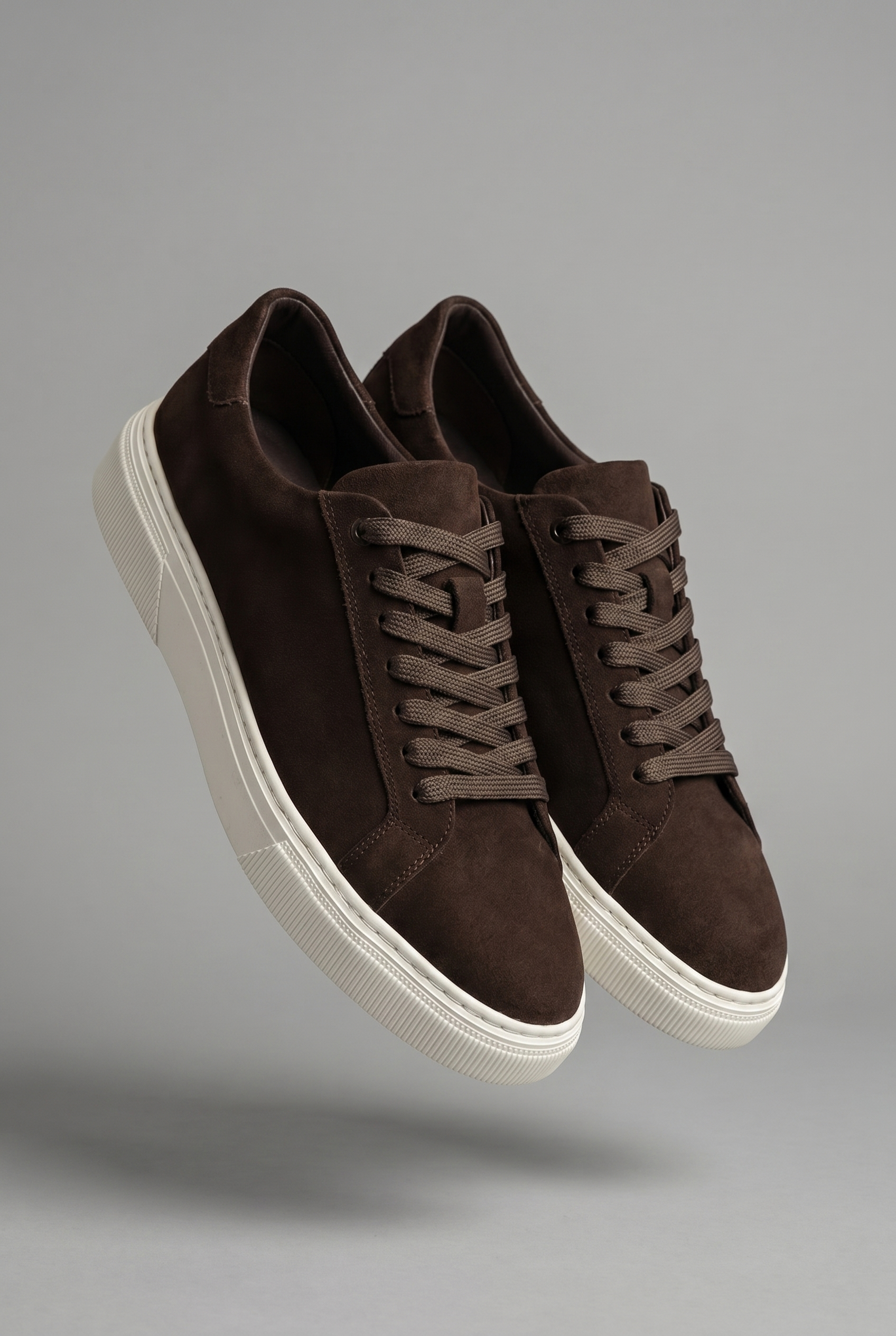 VOO Shoes | %100 Hakiki Nubuk Deri Boy Uzatan Kahverengi Sneaker | +7 cm Gizli Taban