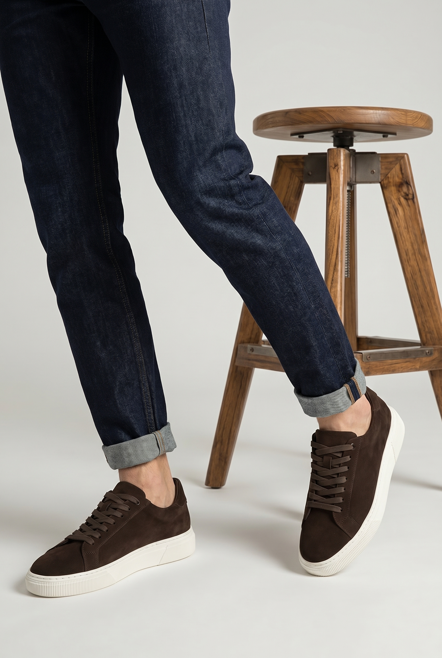 VOO Shoes | %100 Hakiki Nubuk Deri Boy Uzatan Kahverengi Sneaker | +7 cm Gizli Taban