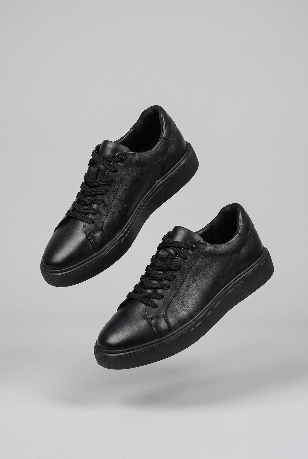 VOO Shoes | %100 Dana Derisi Boy Uzatan Tam Siyah Sneaker | +7 cm Gizli Taban