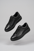 VOO Shoes | %100 Dana Derisi Boy Uzatan Tam Siyah Sneaker | +7 cm Gizli Taban